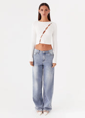 Cassius Long Sleeve Top - Ivory