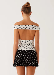 Rylie Top - White Polka Dot