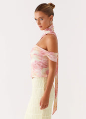 Christal Scarf Top - Floral Print