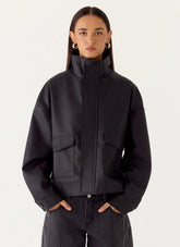 James PU Bomber Jacker - Black