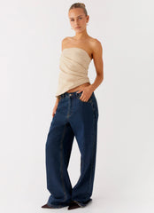 Briana Strapless Top - Tan