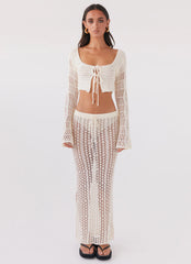 Rosalina Crochet Long Sleeve Top - Natural