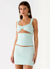 Lea Lace Mini Skirt - Blue
