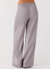 Palm Cove Satin Pants - Grey