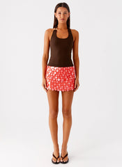 Movie Star Mini Skirt - Mandarin Red
