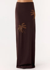Brienne Beaded Maxi Skirt - Chocolate