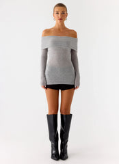 Romeo Bardot Knit Top - Grey