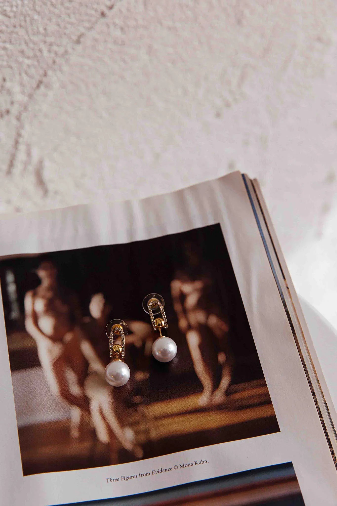 Maia Pearl Diamante Earrings Gold
