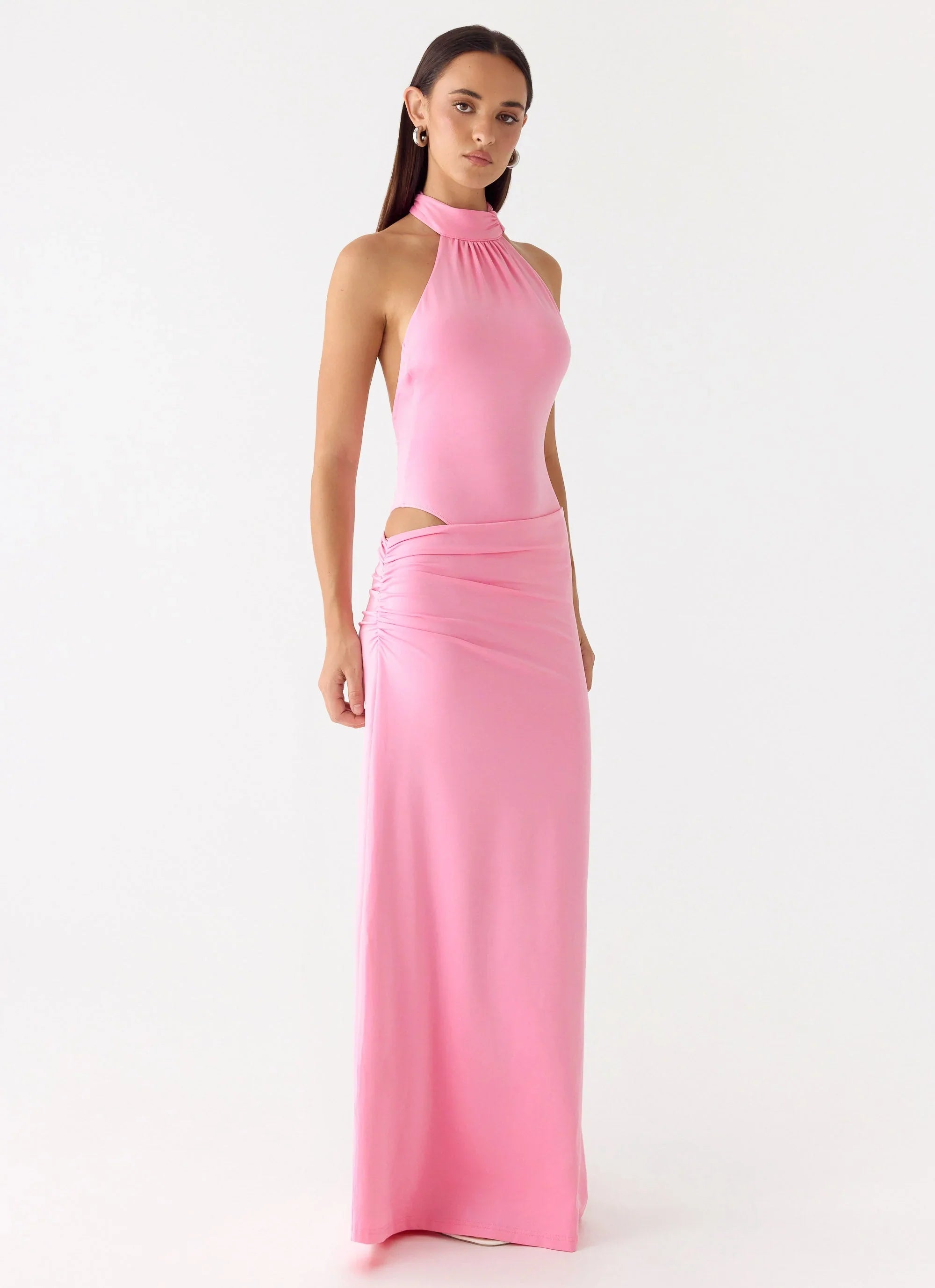 On My Way Bodysuit Maxi Dress - Pink