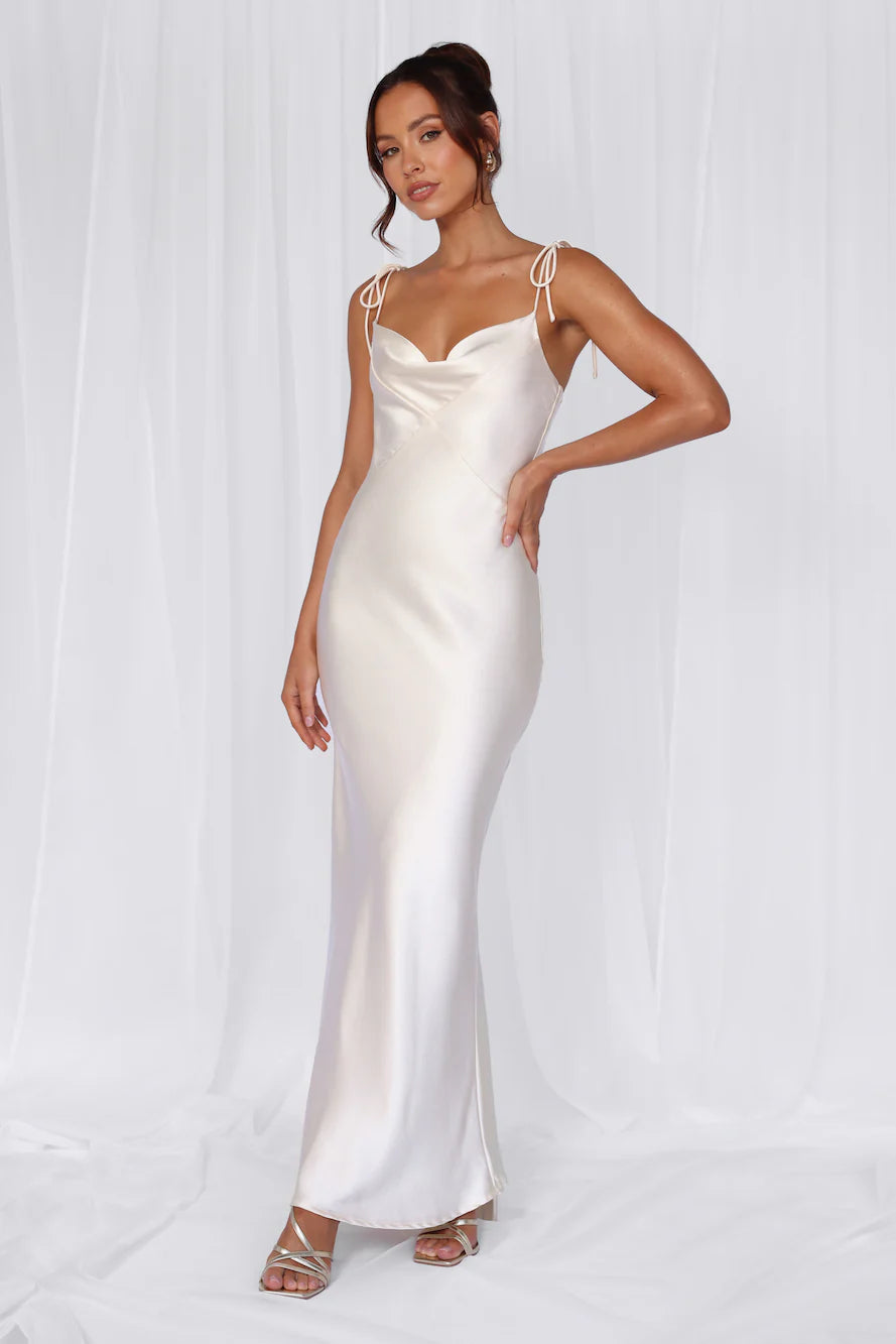 Rose Pink The Penelope Cowl Satin Maxi Dress Pearl