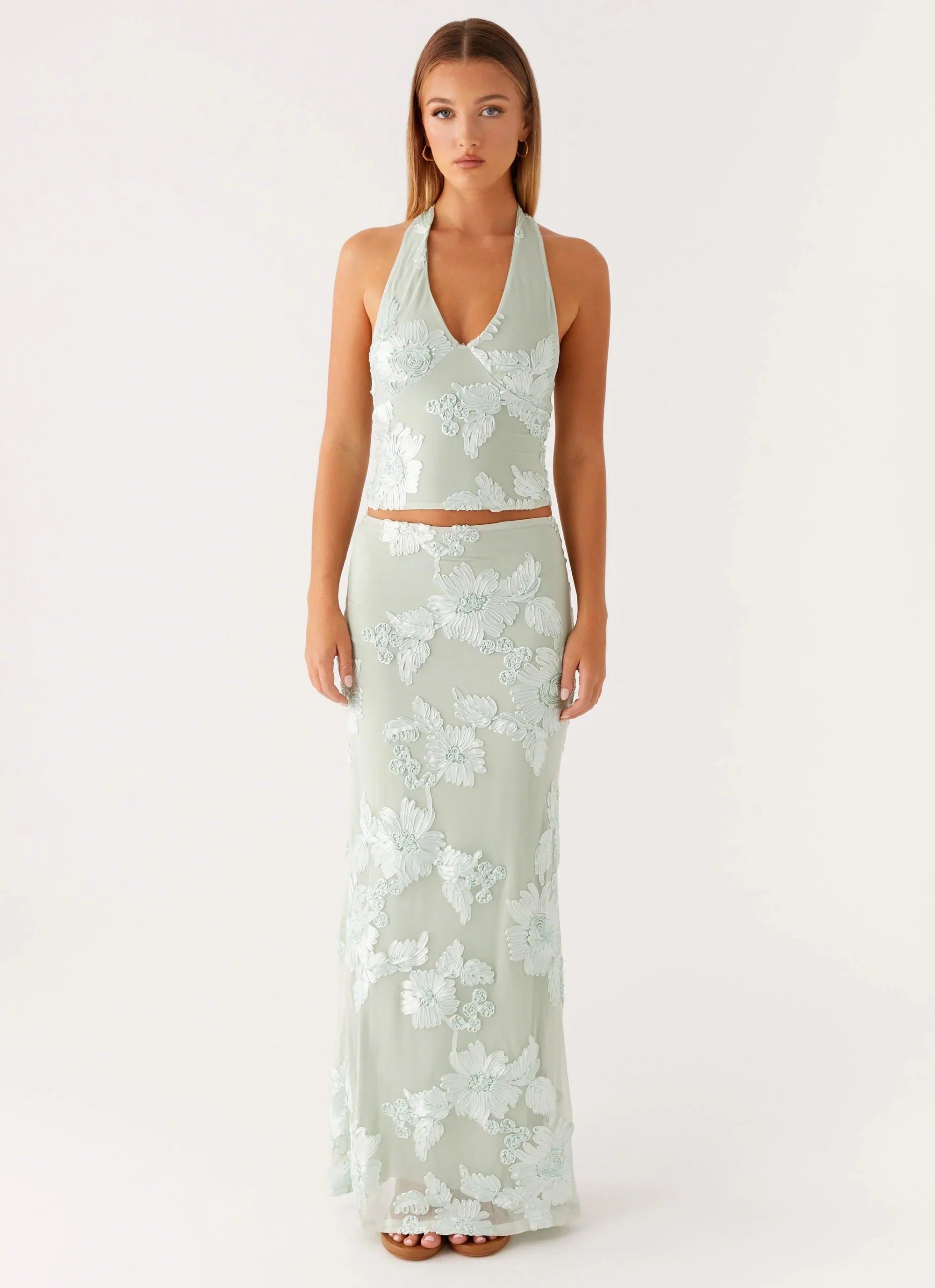 Radiate Halterneck Top - Sage