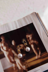 Maia Pearl Diamante Earrings Gold