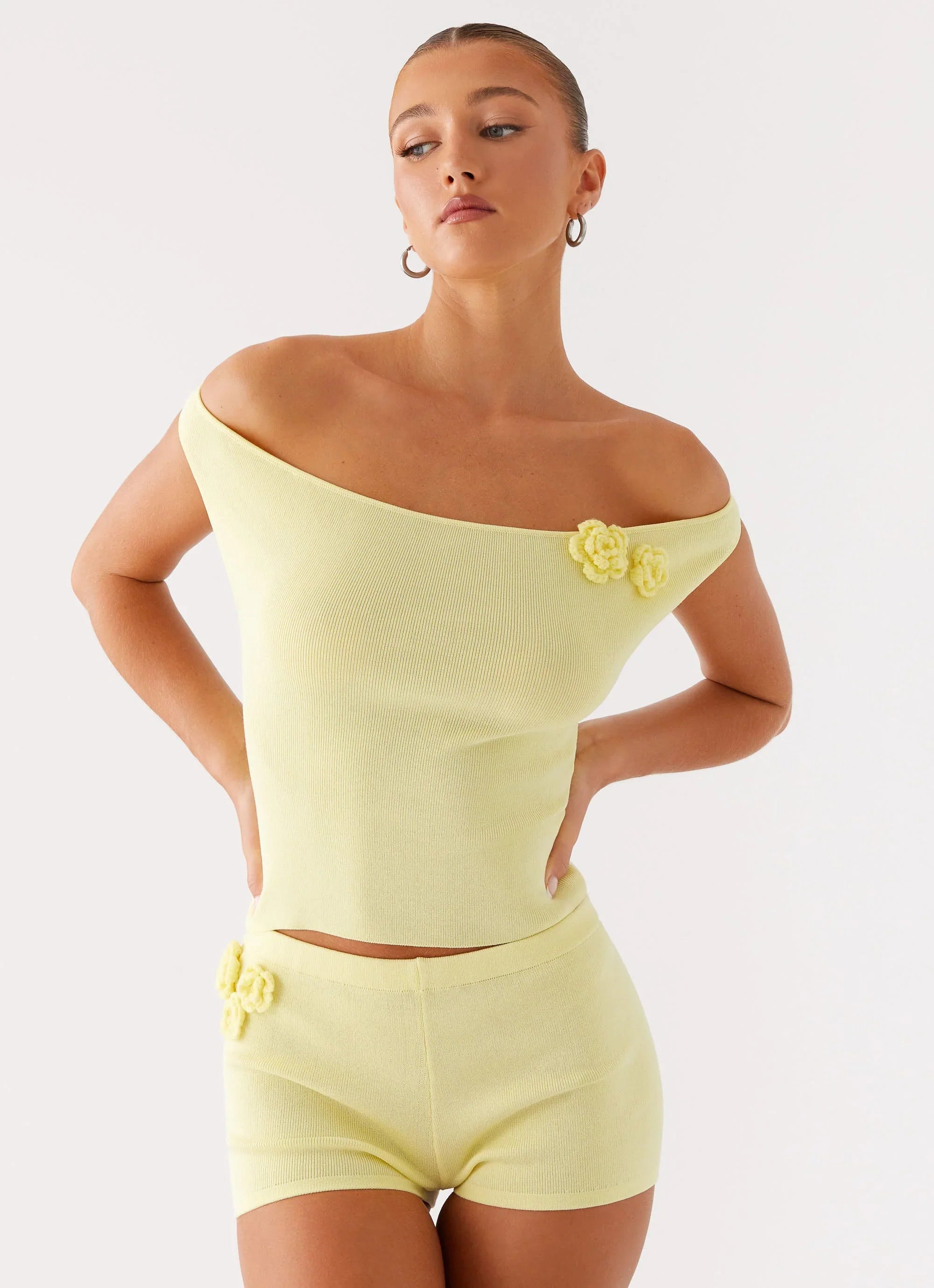 Aliah Knit Shorts - Yellow