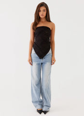 Midnight Lace Scarf Top - Black