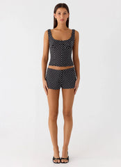 Coastline Mini Shorts - Black Polkadot