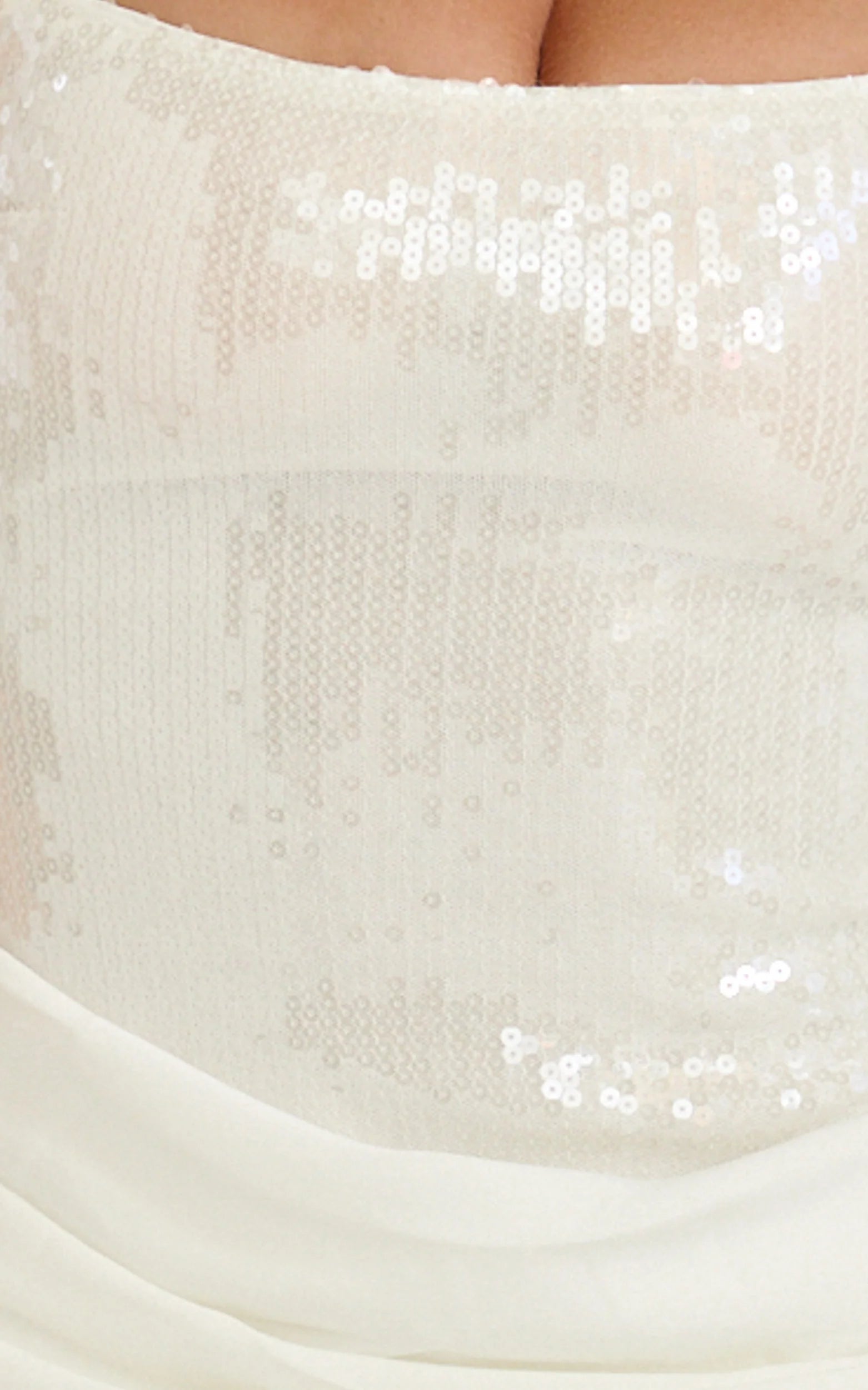 Jasmin Maxi Dress - Sequin Overlay Dress in White