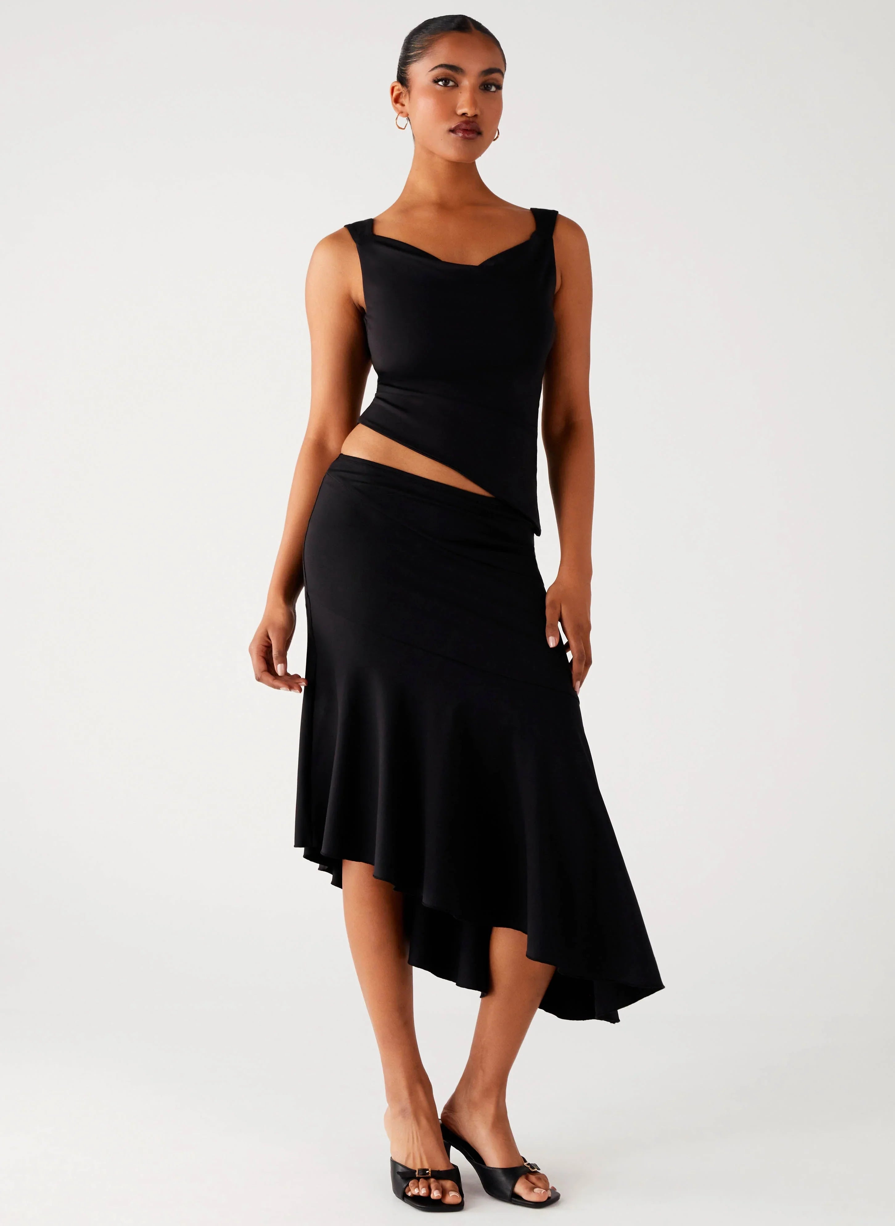 Wonderlust Cowl Top - Black
