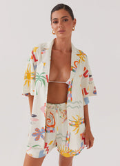 Tallulah Linen Oversized Shirt - Summer Palm