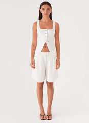 Tiona Linen Shorts - White