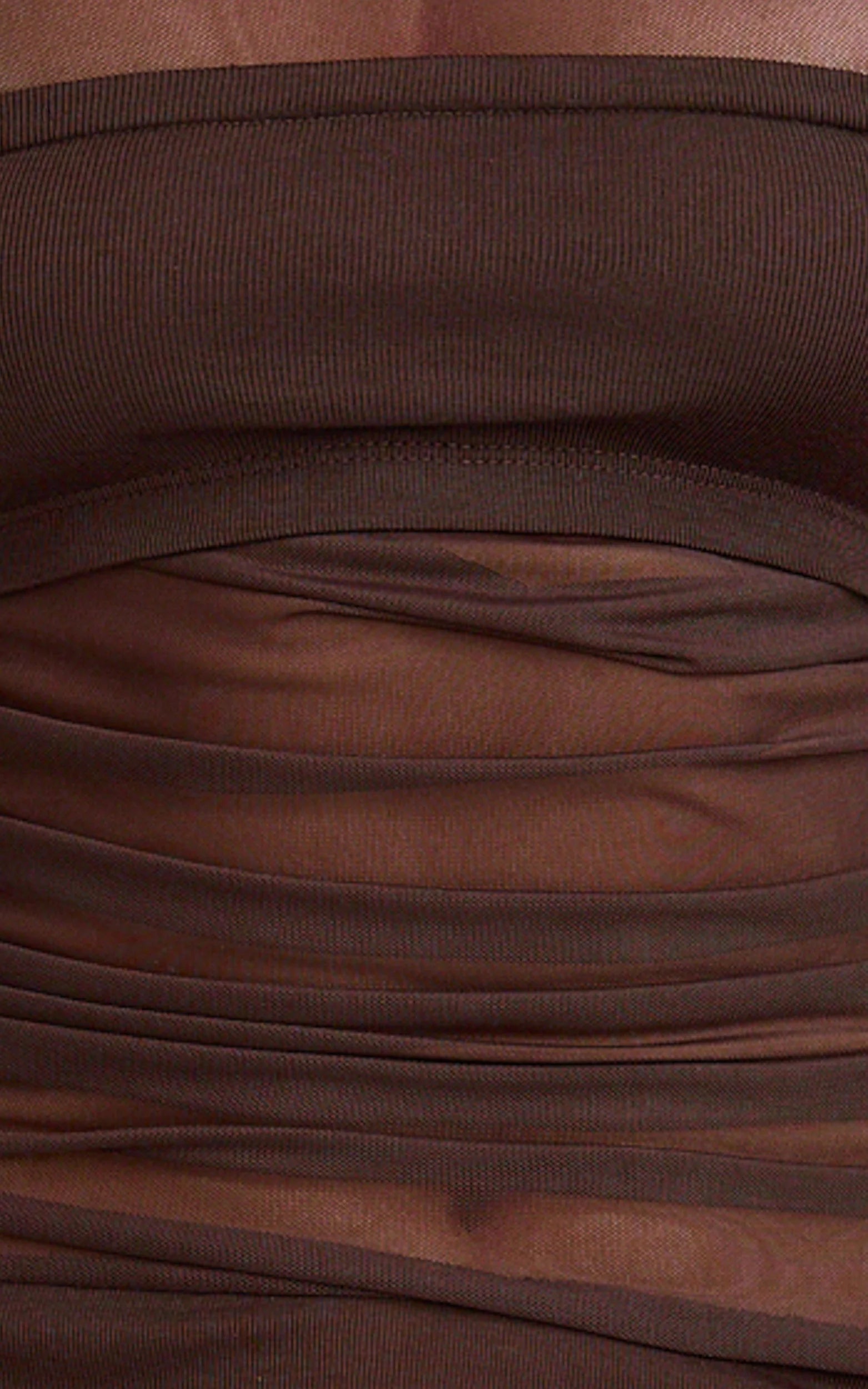 Astrid Midi Dress - One Shoulder Contrast Satin Dress in Chocolate
