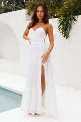 Rose Pink Pure Excitement Halter Maxi Dress White