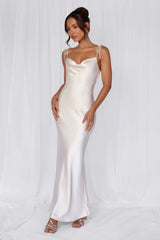 Rose Pink The Penelope Cowl Satin Maxi Dress Pearl
