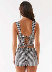 Clayton Tailored Shorts - Black Gingham