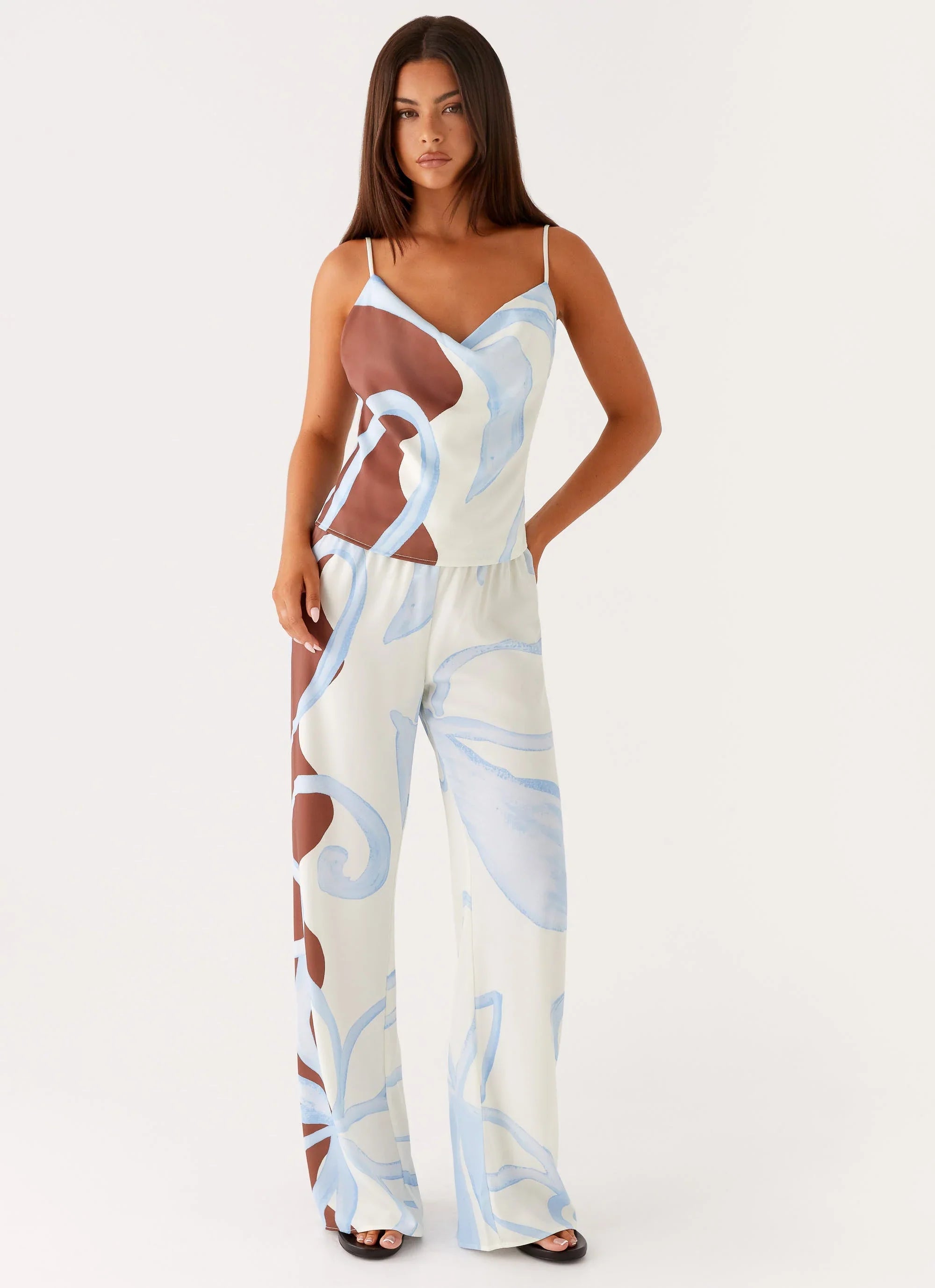 Deacon Low Rise Pants - Bloom Wave Print