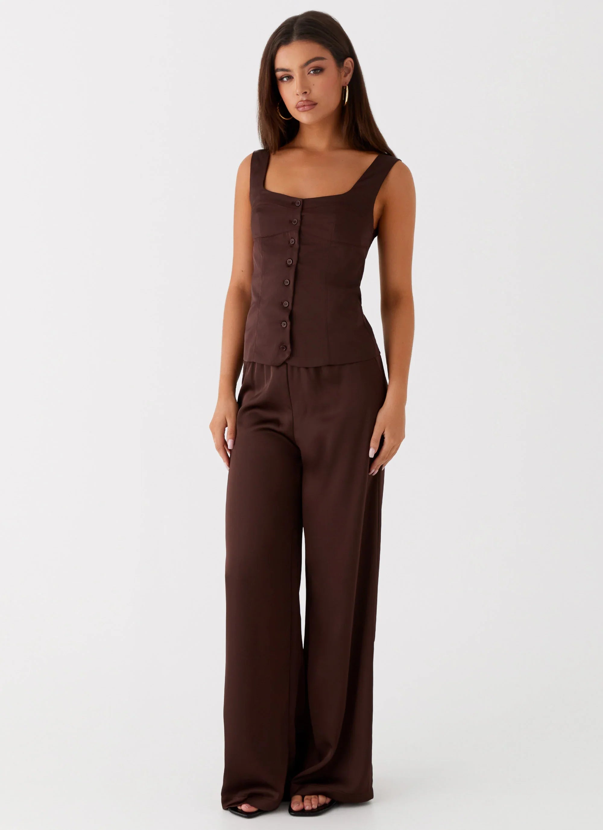 Golden Skies Bustier Panel Top - Chocolate
