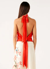 Willow Chiffon Top - Coral