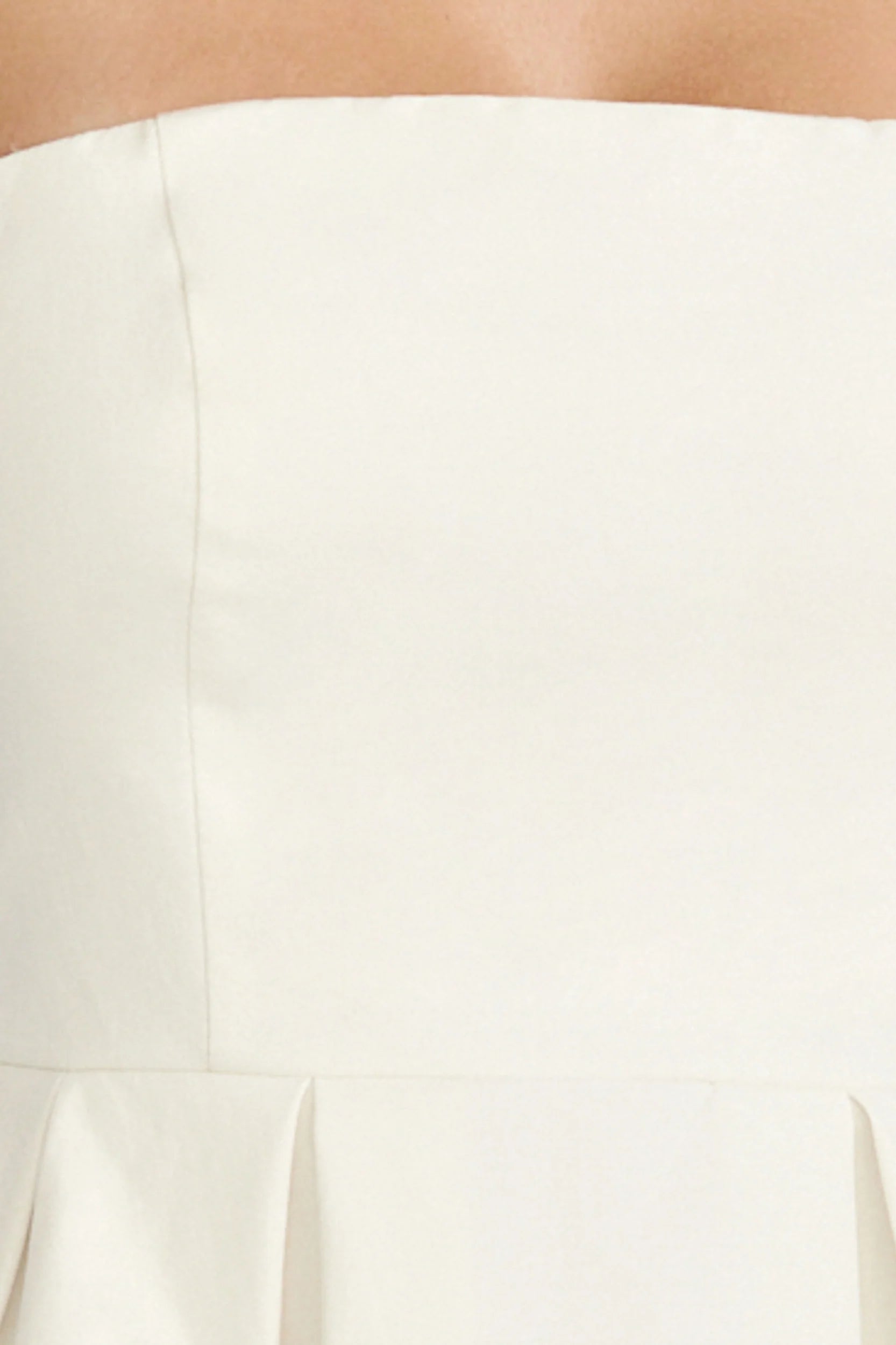 Avery Mini Dress - Strapless Fitted Bodice Full Pleated Skirt Dress in Off White