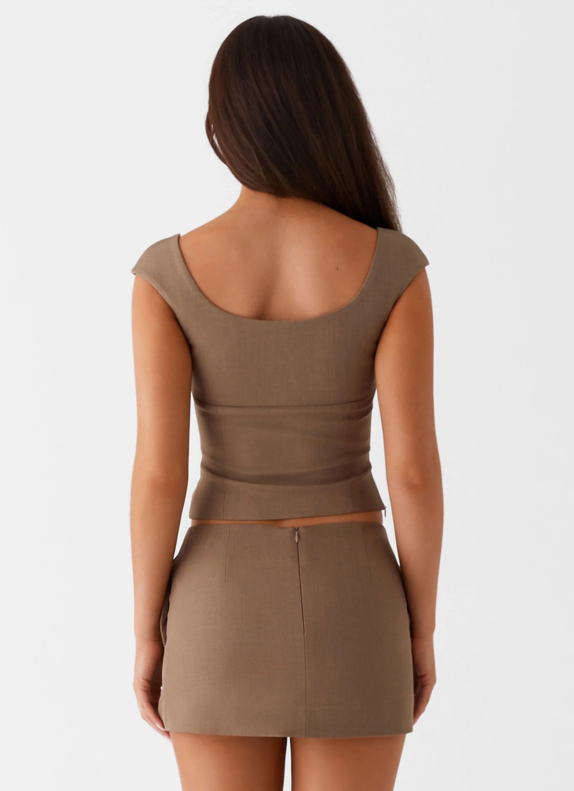 Southerly Cap Sleeve Top - Brown Beige