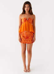 Kenya Beaded Halter Top - Orange