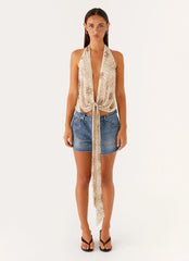 Neptune Halter Top - Light Beige