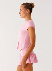 Landon Button Up Top - Pink