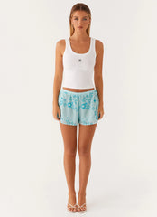 Mercer Sequin Mini Shorts - Blue