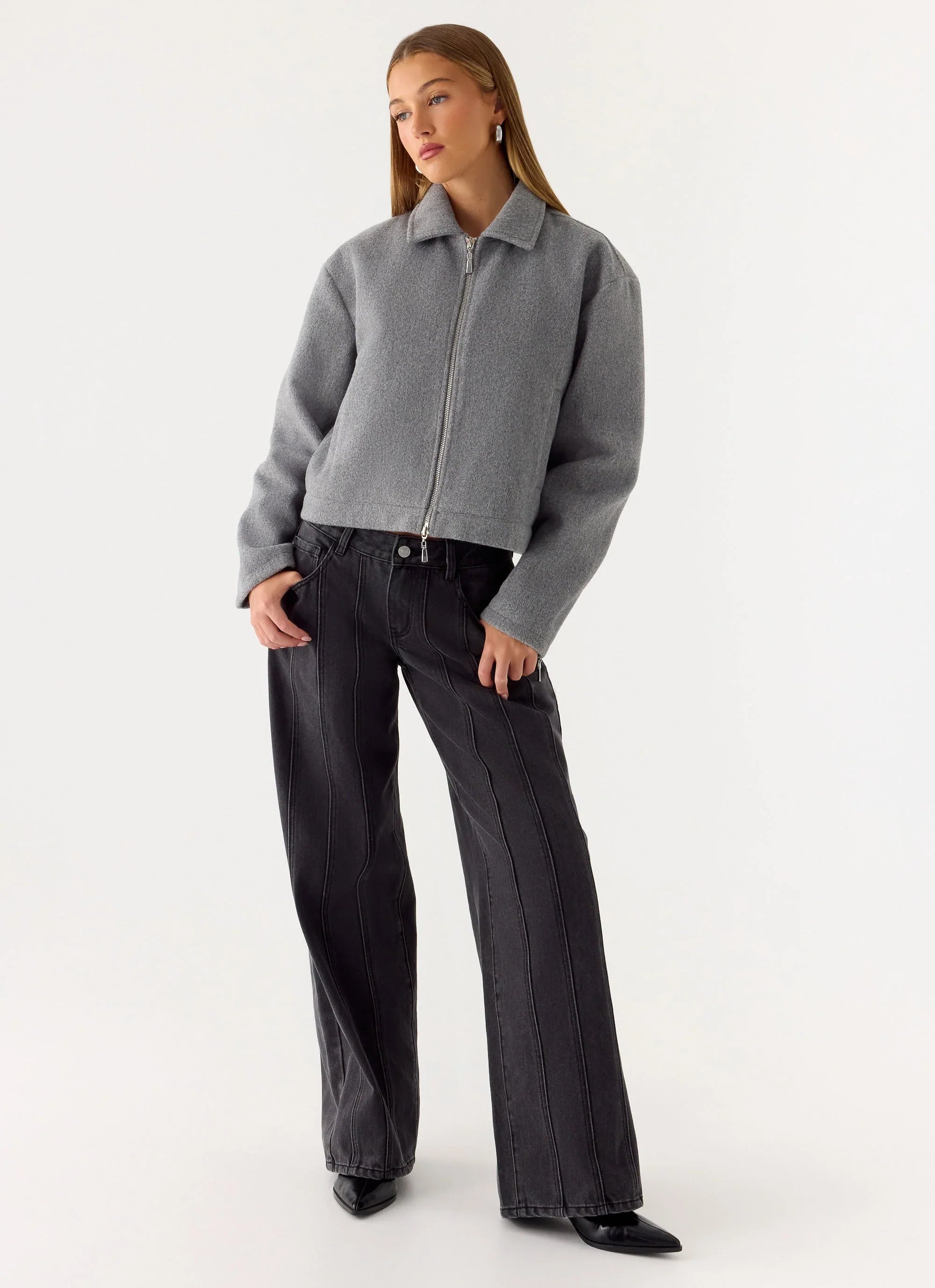Enzo Faux Wool Jacket - Grey