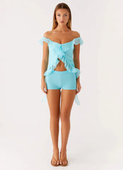 Dylan Off Shoulder Top - Turquoise