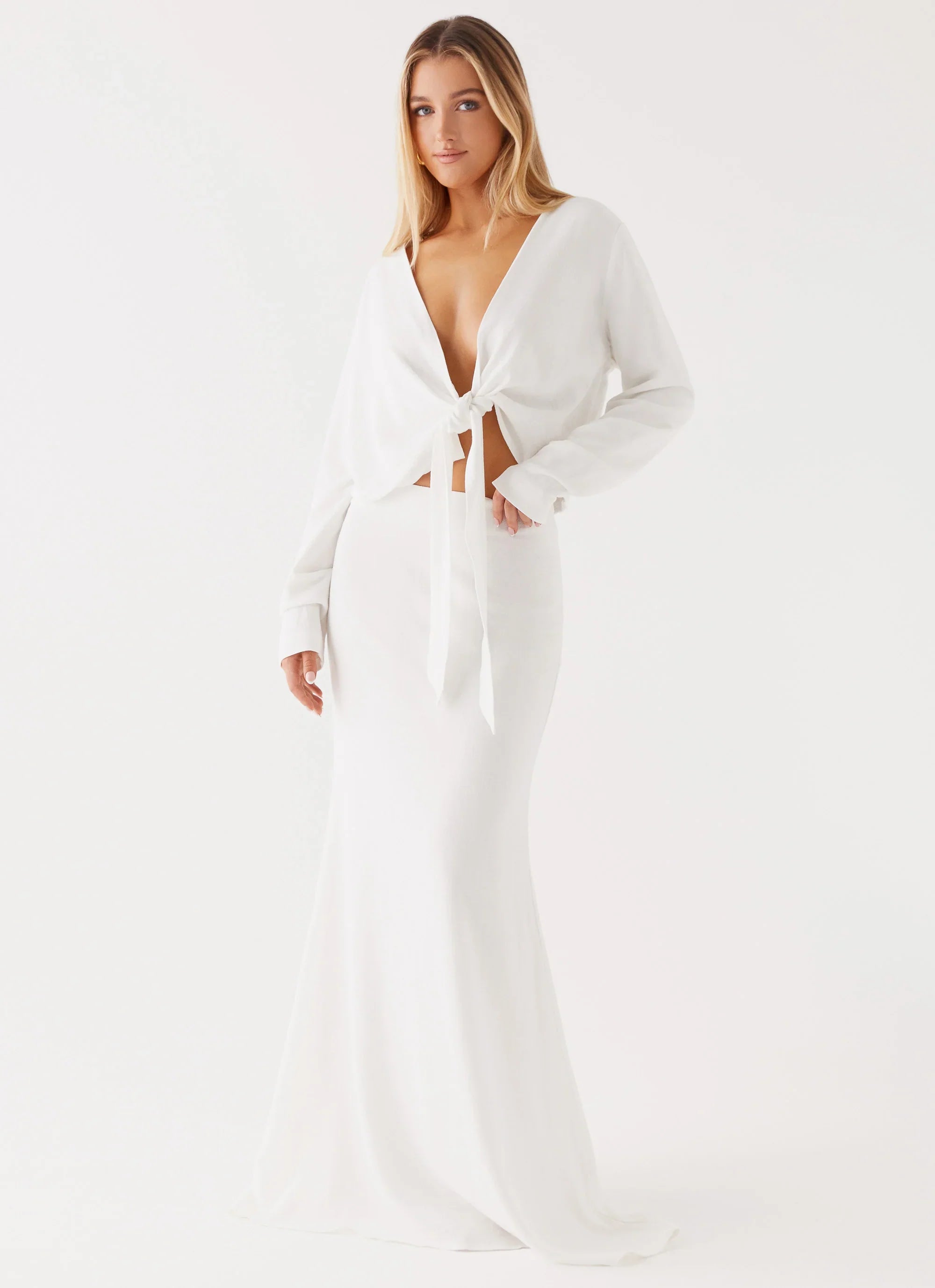 Parker Linen Knotted Top - White